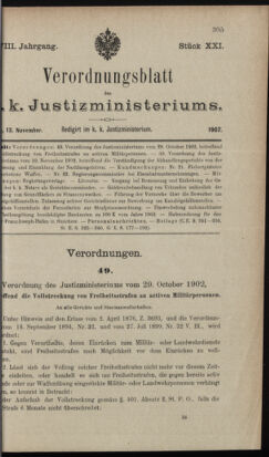 Verordnungsblatt des K.K. Justizministeriums 19021113 Seite: 1