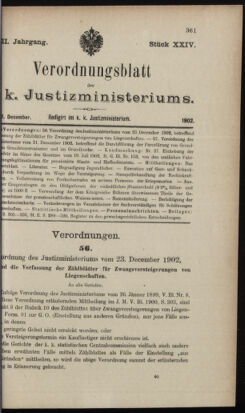 Verordnungsblatt des K.K. Justizministeriums 19021231 Seite: 1