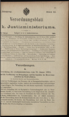 Verordnungsblatt des K.K. Justizministeriums 19030216 Seite: 17