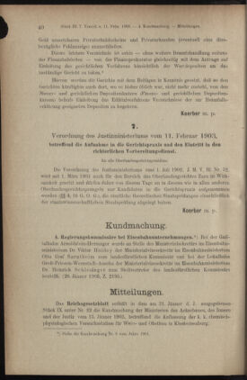 Verordnungsblatt des K.K. Justizministeriums 19030216 Seite: 4