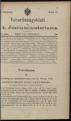 Verordnungsblatt des K.K. Justizministeriums 19030227 Seite: 11