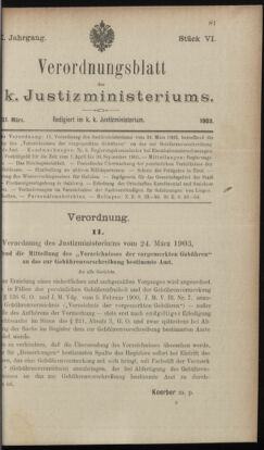 Verordnungsblatt des K.K. Justizministeriums 19030331 Seite: 13