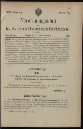 Verordnungsblatt des K.K. Justizministeriums