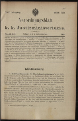 Verordnungsblatt des K.K. Justizministeriums 19030430 Seite: 1