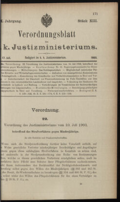 Verordnungsblatt des K.K. Justizministeriums 19030717 Seite: 29