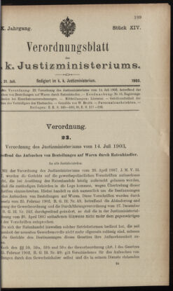 Verordnungsblatt des K.K. Justizministeriums 19030731 Seite: 9