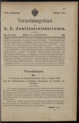 Verordnungsblatt des K.K. Justizministeriums 19030820 Seite: 1