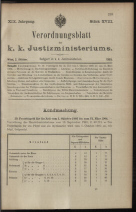 Verordnungsblatt des K.K. Justizministeriums 19031002 Seite: 1