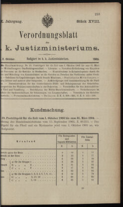 Verordnungsblatt des K.K. Justizministeriums 19031002 Seite: 15