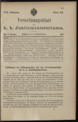 Verordnungsblatt des K.K. Justizministeriums 19031103 Seite: 1