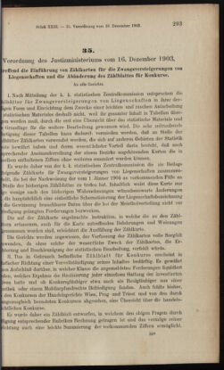 Verordnungsblatt des K.K. Justizministeriums 19031219 Seite: 21