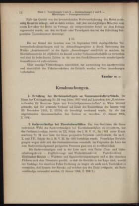 Verordnungsblatt des K.K. Justizministeriums 19040116 Seite: 12