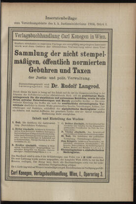 Verordnungsblatt des K.K. Justizministeriums 19040116 Seite: 39