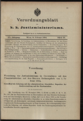 Verordnungsblatt des K.K. Justizministeriums 19040216 Seite: 1