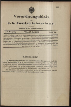 Verordnungsblatt des K.K. Justizministeriums 19040517 Seite: 1