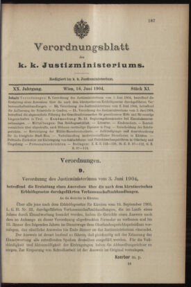 Verordnungsblatt des K.K. Justizministeriums 19040616 Seite: 1