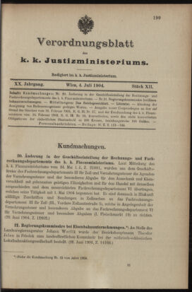 Verordnungsblatt des K.K. Justizministeriums 19040704 Seite: 1