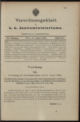 Verordnungsblatt des K.K. Justizministeriums 19040831 Seite: 1