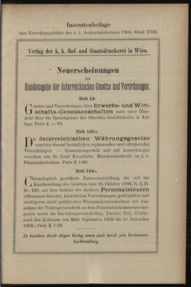 Verordnungsblatt des K.K. Justizministeriums 19040930 Seite: 11