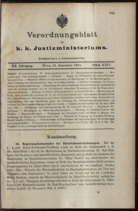 Verordnungsblatt des K.K. Justizministeriums 19041231 Seite: 1