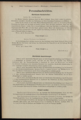 Verordnungsblatt des K.K. Justizministeriums 19050114 Seite: 14