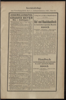 Verordnungsblatt des K.K. Justizministeriums 19050518 Seite: 27