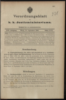 Verordnungsblatt des K.K. Justizministeriums