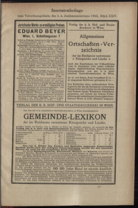 Verordnungsblatt des K.K. Justizministeriums 19051230 Seite: 11