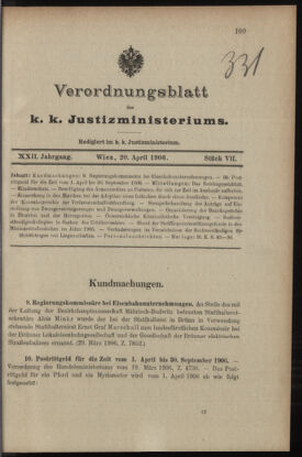 Verordnungsblatt des K.K. Justizministeriums