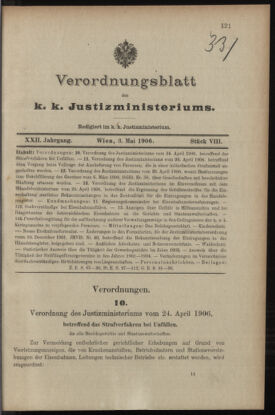 Verordnungsblatt des K.K. Justizministeriums