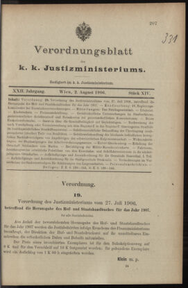 Verordnungsblatt des K.K. Justizministeriums 19060802 Seite: 1