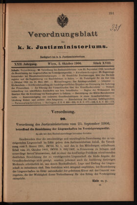 Verordnungsblatt des K.K. Justizministeriums