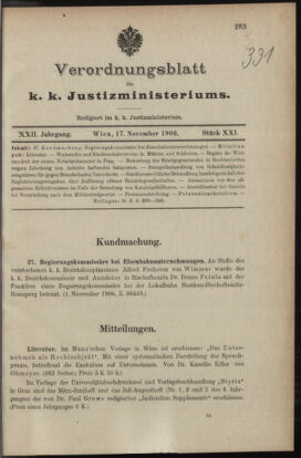 Verordnungsblatt des K.K. Justizministeriums