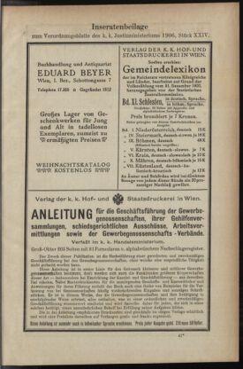 Verordnungsblatt des K.K. Justizministeriums 19061231 Seite: 19