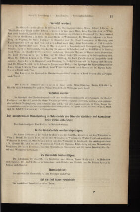 Verordnungsblatt des K.K. Justizministeriums 19070111 Seite: 19