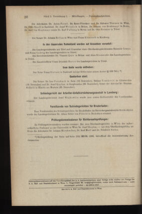 Verordnungsblatt des K.K. Justizministeriums 19070111 Seite: 20