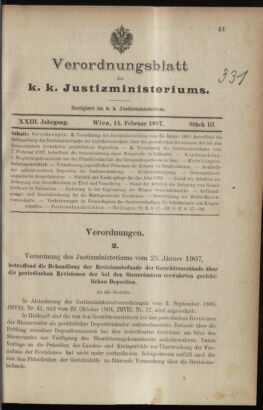 Verordnungsblatt des K.K. Justizministeriums