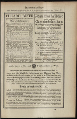 Verordnungsblatt des K.K. Justizministeriums 19070517 Seite: 19