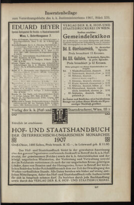 Verordnungsblatt des K.K. Justizministeriums 19070614 Seite: 27