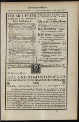 Verordnungsblatt des K.K. Justizministeriums 19070628 Seite: 15