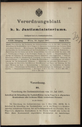 Verordnungsblatt des K.K. Justizministeriums 19070810 Seite: 1