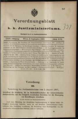 Verordnungsblatt des K.K. Justizministeriums 19070902 Seite: 1