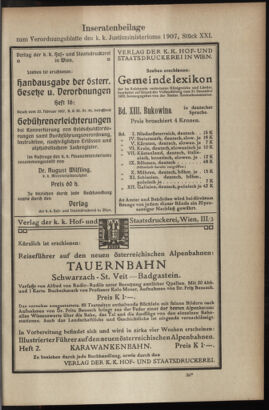 Verordnungsblatt des K.K. Justizministeriums 19071120 Seite: 43