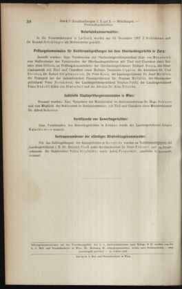 Verordnungsblatt des K.K. Justizministeriums 19080116 Seite: 38