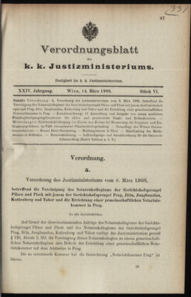 Verordnungsblatt des K.K. Justizministeriums 19080314 Seite: 1