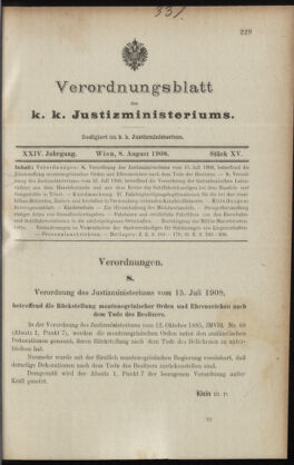 Verordnungsblatt des K.K. Justizministeriums 19080808 Seite: 1