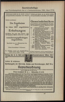 Verordnungsblatt des K.K. Justizministeriums 19080929 Seite: 11