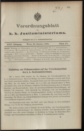 Verordnungsblatt des K.K. Justizministeriums 19081029 Seite: 1