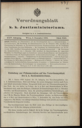 Verordnungsblatt des K.K. Justizministeriums 19081204 Seite: 1