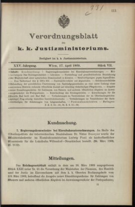 Verordnungsblatt des K.K. Justizministeriums